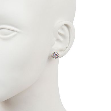 Main and Sterling Sterling Silver Crystal Half Ball Stud Earrings