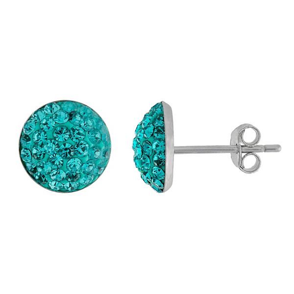 Main and Sterling Sterling Silver Crystal Half Ball Stud Earrings