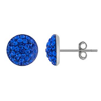 Main and Sterling Sterling Silver Crystal Half Ball Stud Earrings