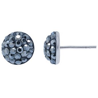 Main and Sterling Sterling Silver Crystal Half Ball Stud Earrings