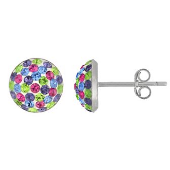 Main and Sterling Sterling Silver Crystal Half Ball Stud Earrings