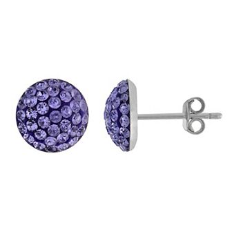 Main and Sterling Sterling Silver Crystal Half Ball Stud Earrings
