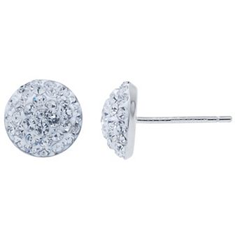 Main and Sterling Sterling Silver Crystal Half Ball Stud Earrings