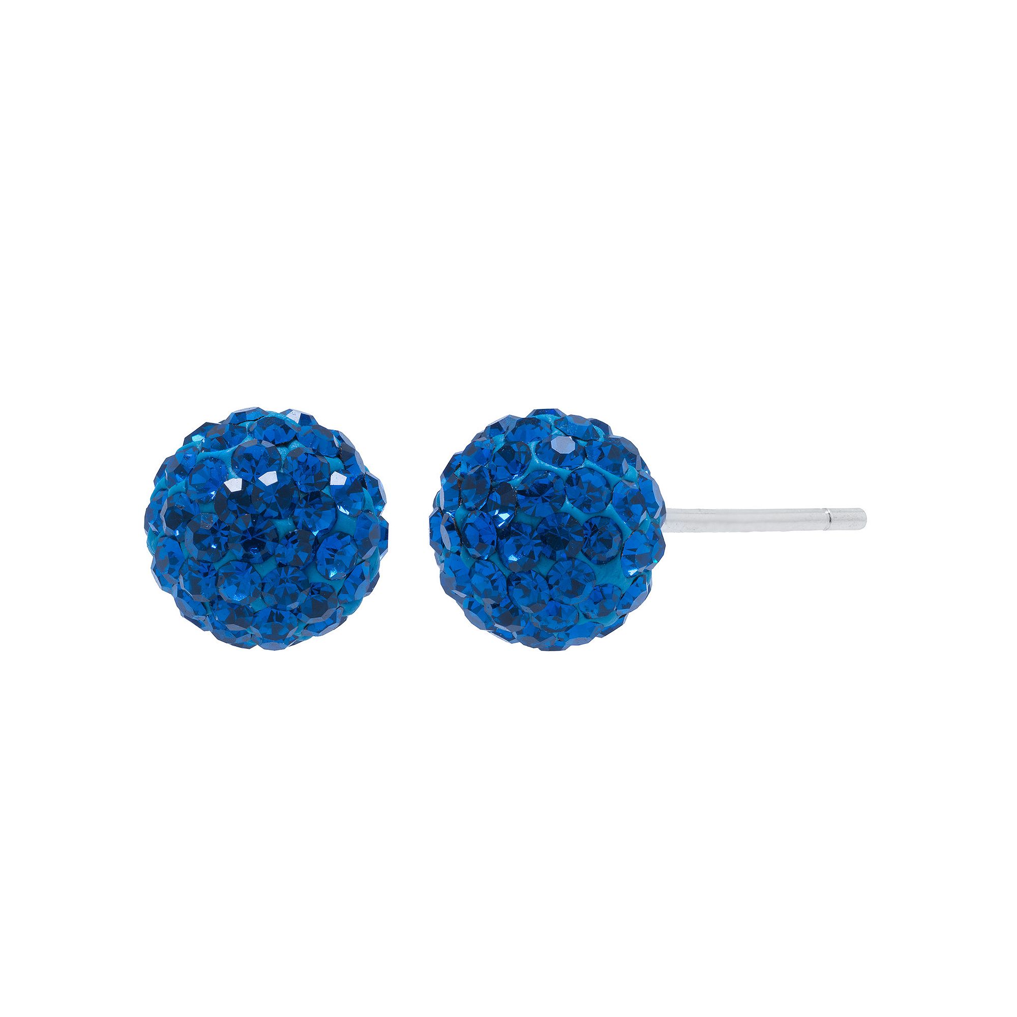 Main and Sterling Sterling Silver Crystal Ball Stud Earrings, Womens, Blue