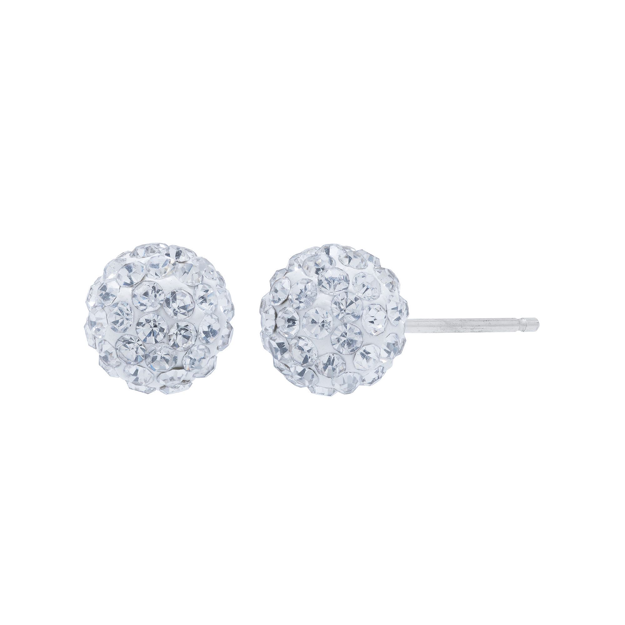 Main and Sterling Sterling Silver Crystal Ball Stud Earrings, Womens, Whit