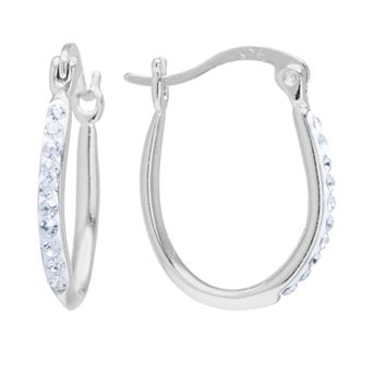 Main and Sterling Sterling Silver Crystal Clicktop Hoop Earrings