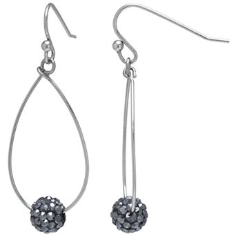 Main and Sterling Sterling Silver Crystal Ball Teardrop Earrings