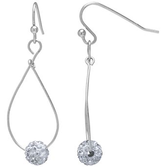 Main and Sterling Sterling Silver Crystal Ball Teardrop Earrings