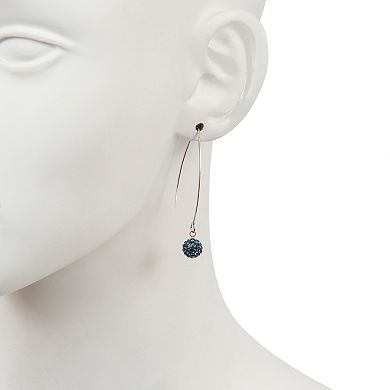 Main and Sterling Sterling Silver Crystal Thread Wire Drop Earrings