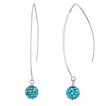 Main and Sterling Sterling Silver Crystal Thread Wire Drop Earrings
