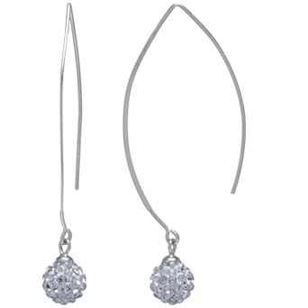 Main and Sterling Sterling Silver Crystal Thread Wire Drop Earrings