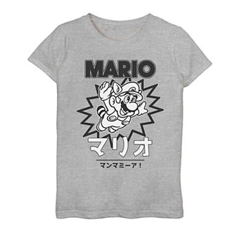 Girls 7-16 Nintendo Super Mario Raccoon Kanji Poster Tee