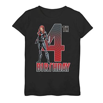 Girls 7-16 Marvel Black Widow 4th Birthday Tee