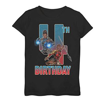 Girls 7-16 Marvel Black Panther Shuri Okoye 4th Birthday Tee