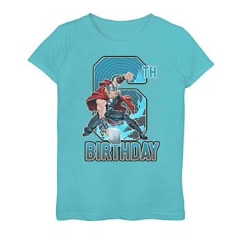 Girls 7-16 Marvel Thor 6th Birthday Tee