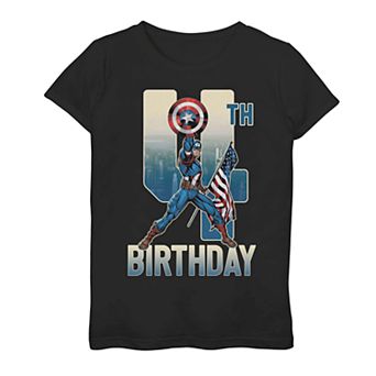 Girls 7-16 Marvel Captain America 4th Birthday Tee