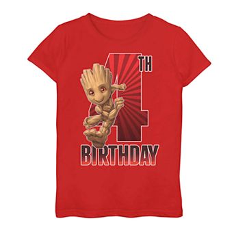 Girls 7-16 Marvel Baby Groot 4th Birthday Tee
