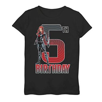 Girls 7-16 Marvel Black Widow 5th Birthday Tee