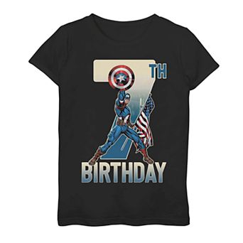 Girls 7-16 Marvel Captain America 7th Birthday Tee