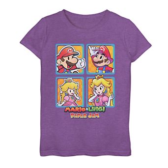 Girls 7-16 Nintendo Mario & Luigi Paper Jam Square Group Tee