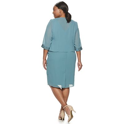 Le bos plus embroidered jacket dress best sale