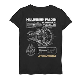 Girls' 7-16 Star Wars Millennium Falcon Schematic Graphic Tee