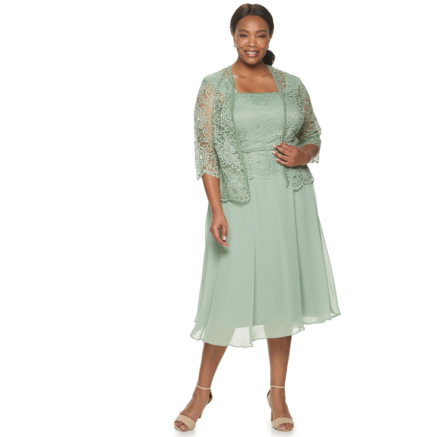 sage green plus size dress