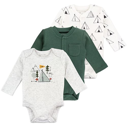 Baby Boy Mac & Moon 3Pack Long Sleeve Tent Print Bodysuits