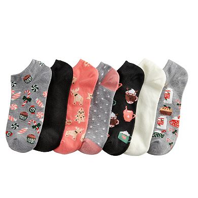 LC Lauren Conrad 7-Pair Festive No-Show Socks Gift Box