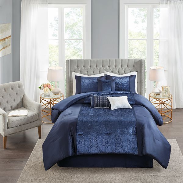 Madison Park Christella Velvet 7Piece Comforter and Sham Set