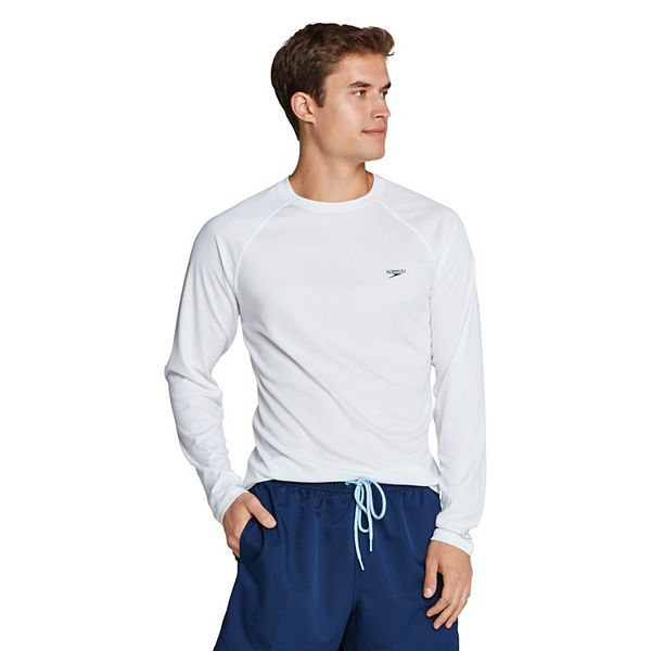 Men's Speedo Quick-Dry UPF 50+ Long Sleeve Swim Tee - White (S)