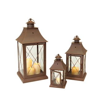 Melrose Brown Lantern Table Decor 3 pc Set