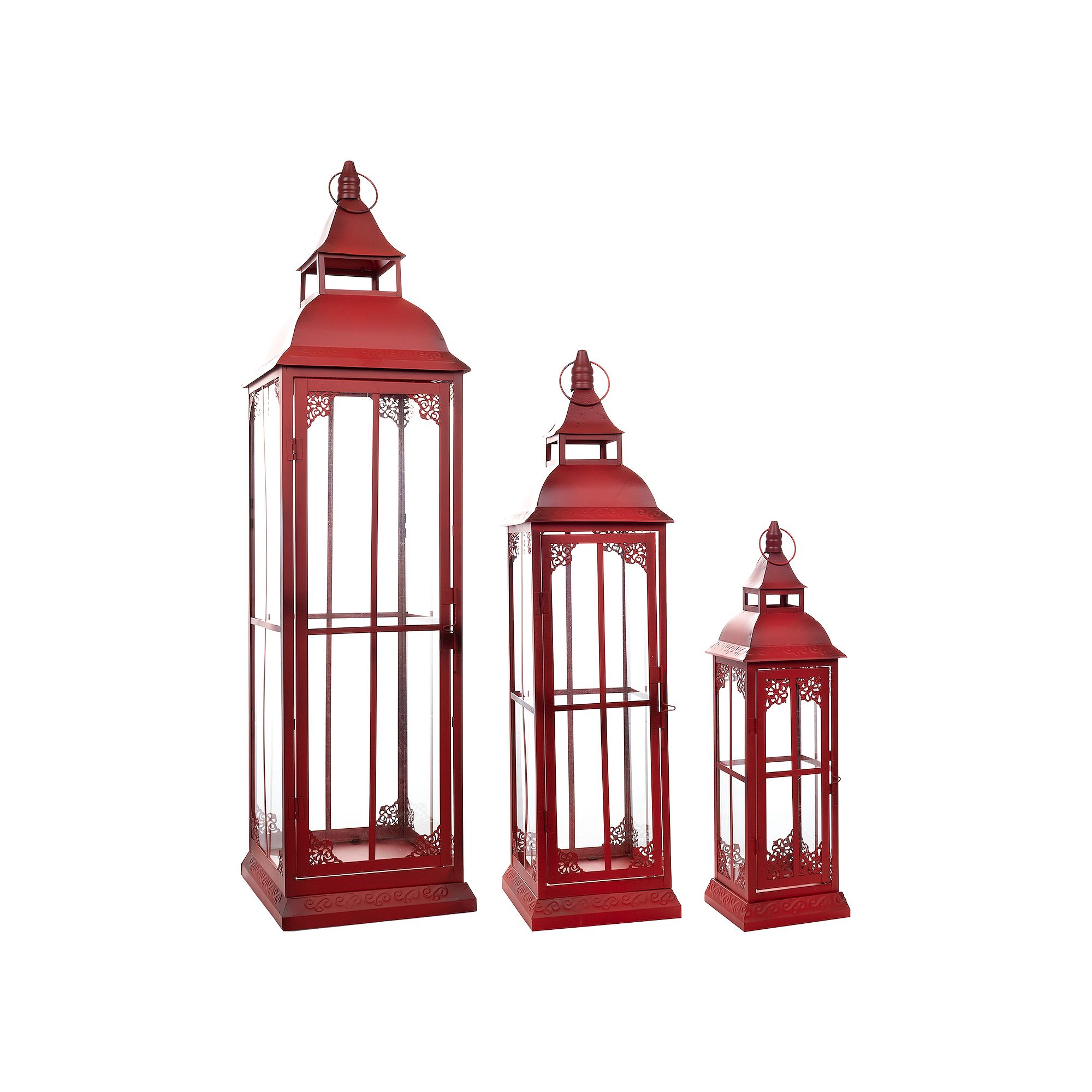 Melrose Elegant Red Lantern Table Decor 3-piece Set