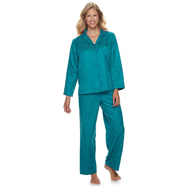 Women's Miss Elaine Essentials Brushed Back Satin 2-Piece Pajama Set