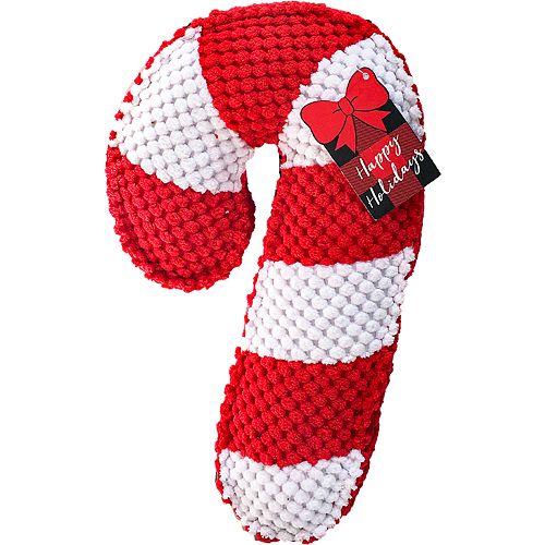 plush candy cane dog toy