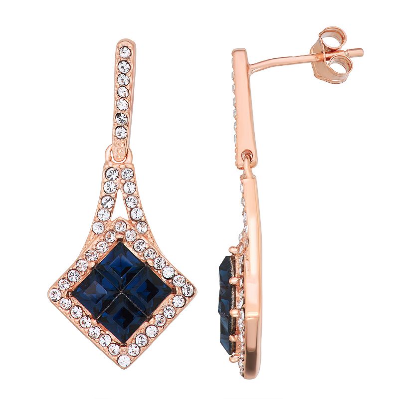 Sterling N Ice 14k Rose Gold over Sterling Silver Drop Earrings with Swaro