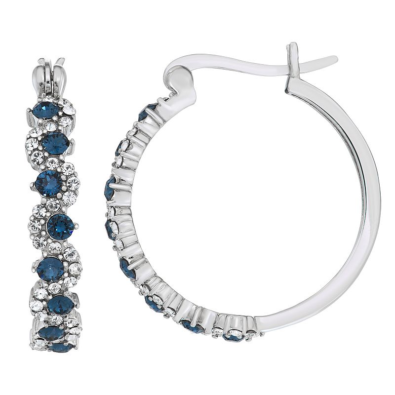 Sterling N Ice Sterling Silver Hoop Earrings with Swarovski Crystal, Women