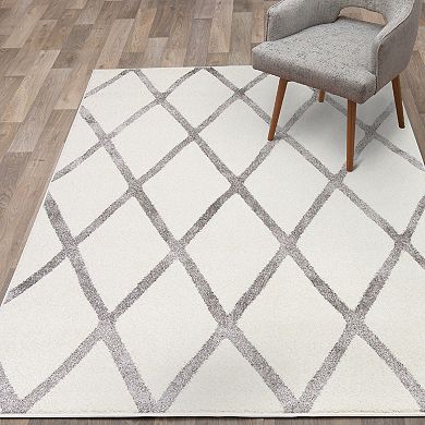 Concord Global Charlotte Collection Diamond Decorative Area Rug
