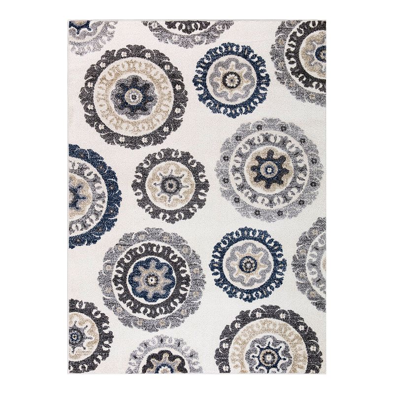 Concord Global Charlotte Collection Oasis Rug, Lt Beige, 5X7 Ft