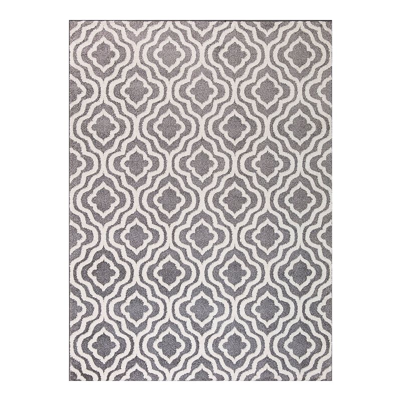 Concord Global Charlotte Collection Crystal Decorative Area Rug, Grey, 5X7 Ft