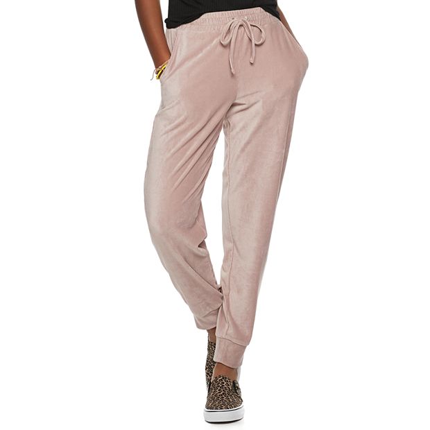 Juniors' Pink Rose Drawstring Jogger Pants
