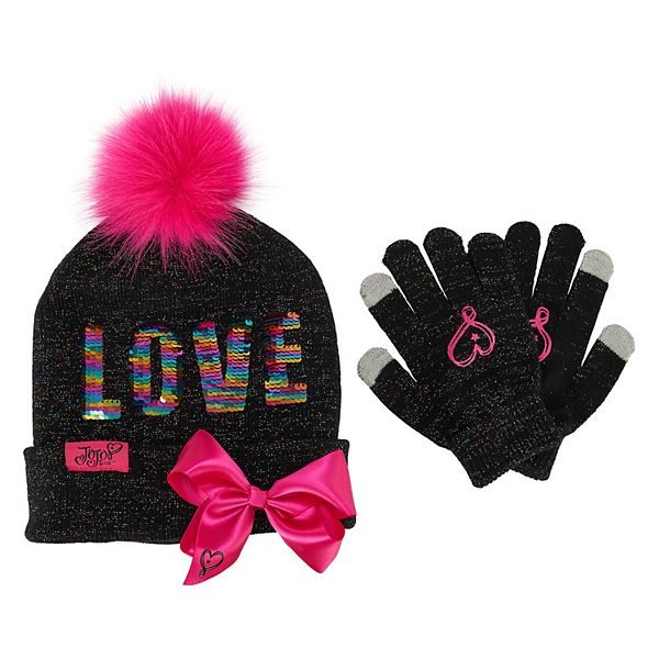 Girls Jojo Siwa Cuff Beanie And Glove Set - jojo hats roblox