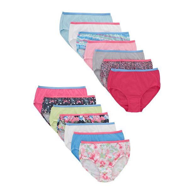 Hanes Girls Tagless Assorted Prints & Solids No Ride Up Briefs - 14-Pack