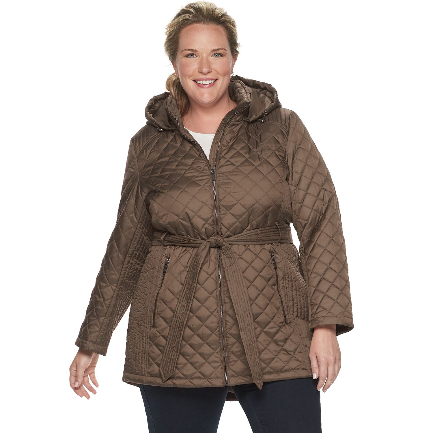 plus size quilted jacket with hood