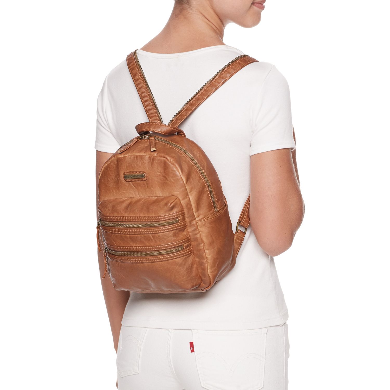MKF Collection Kimberly Vegan Leather Women's Backpack, Stylish Bookbag  Purse Handbag by Mia K - Cognac Black