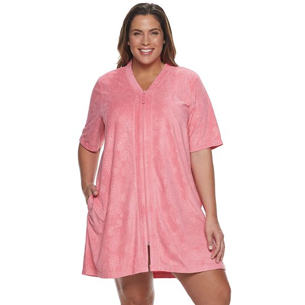 Plus Size Croft & Barrow® Embossed Zip-Front Robe