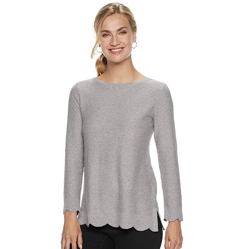 Women's ELLE™ Scallop Hem Tunic Sweater