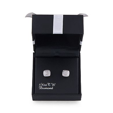 Sterling Silver 1/10 Carat T.W. Diamond Halo Stud Earrings
