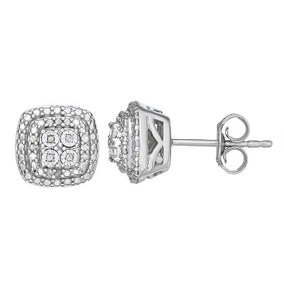 1/10 CT TW Diamond Sterling Silver Post outlet Earrings NEW