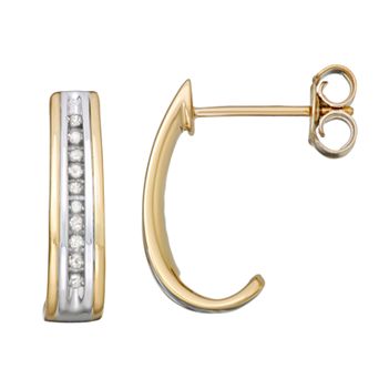 Sterling Silver 1/10 Carat T.W. Diamond J-Hoop Earrings